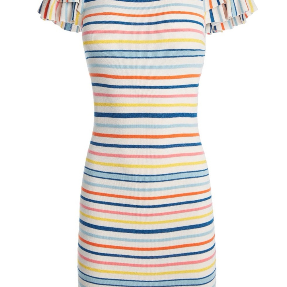 Alice + Olivia Striped Ruffle Sleeve Dress